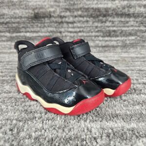 Jordan 6 Rings Black Red Toddler Shoes‎ Size 8C Sneakers Athletic Hook Loop